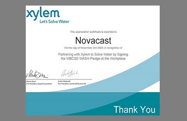 NovaCast -Xylem WASH Pledge Certificate